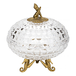 Конфетница прозрачная стеклянная на бронзовых ножках в виде морских коньков с крышкой в виде ракушки Eden Garden варинант исполнения - 1 | Loft Concept в Костроме