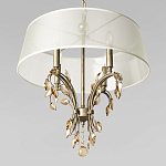 Люстра подвесная круглая с тканевым полупрозрачным абажуром и подвесками 4 лампы Gilded Elegance варинант исполнения - 4 | Loft Concept в Костроме