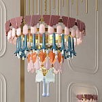 Люстра круглая с декором из разноцветных элементов в виде листьев Changing Seasons варинант исполнения - 11 | Loft Concept в Костроме