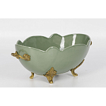 Чаша зеленого цвета из фарфора с волнообразным краем Eden Garden porcelain and bronze варинант исполнения - 1 | Loft Concept в Костроме