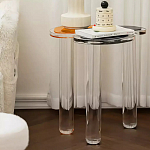 Дизайнерский журнальный стол с фигурной столешницей на 3-х прозрачных ножках Rahakif варинант исполнения - 2 | Loft Concept в Костроме