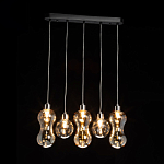 Люстра с 3-мя плафонами волнообразной формы цвета янтарь и 2-мя прозрачными шарообразными плафонами Lucid Rain  варинант исполнения - 3 | Loft Concept в Костроме