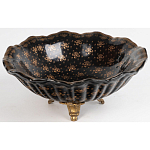 Блюдо черного цвета из фрафора на бронзовых ножках Eden Garden porcelain and bronze варинант исполнения - 2 | Loft Concept в Костроме