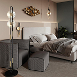 Торшер с черным основанием и золотистым декором Bruno варинант исполнения - 5 | Loft Concept в Костроме