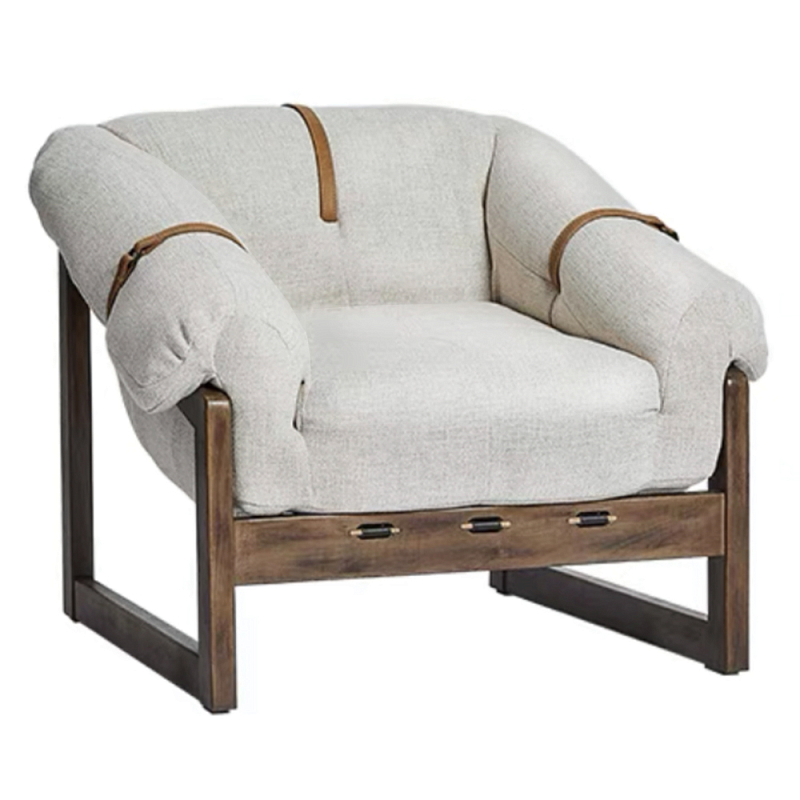 Кресло Duncan Текстильная обивка Белый Коричневый в Костроме | Loft Concept 