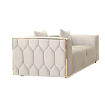 Диван двухместный  бежевый с золотым каркасом Bertrude варинант исполнения - 1 | Loft Concept в Костроме