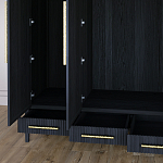 Большой Шкаф Primo Черный дуб с 3 дверьми и 3 выдвижными ящиками варинант исполнения - 7 | Loft Concept в Костроме