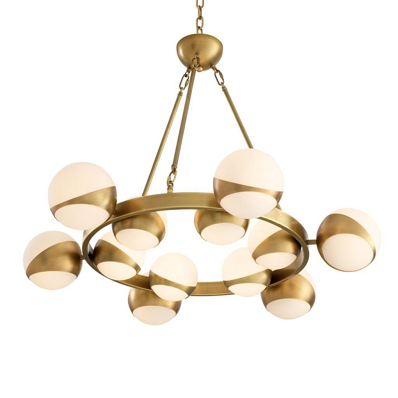 Люстра Chandelier Piazetta Латунь Античная полированная Белый Люстра Chandelier Piazetta Латунь Античная полированная Белый в Костроме | Loft Concept