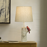 Настольная лампа с тканевым абажуром и основанием в виде птицы на дереве Simurq варинант исполнения - 2 | Loft Concept в Костроме