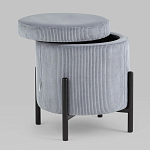 Серо-голубой пуф на черных ножках SANJAY варинант исполнения - 2 | Loft Concept в Костроме