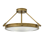 Потолочный светильник цвета латунь с плоским круглым плафоном Hinkley варинант исполнения - 1 | Loft Concept в Костроме