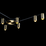 Потолочный светильник с 10-ю цилиндрическими плафонами цвета латунь TRIBES CHANDELIER варинант исполнения - 5 | Loft Concept в Костроме