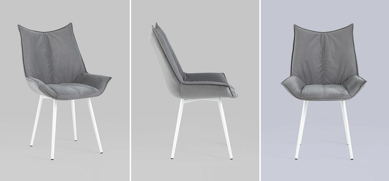 Стул Oslo Chair Серый Велюр Белый Металл Стул Oslo Chair Серый Велюр Белый Металл - Loft-Concept в Костроме