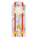 Часы погон МВД подарочные настольные из натурального камня Мрамор Military Clock варинант исполнения - 7 | Loft Concept в Костроме