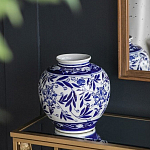 Ваза округлой формы с бело-синим цветочным орнаментом Blue & White Ornament  варинант исполнения - 5 | Loft Concept в Костроме