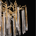 Люстра подвесная золотого цвета с разветвленными ветвями и прозрачными стеклянными подвесками Droplet Chandelier варинант исполнения - 6 | Loft Concept в Костроме