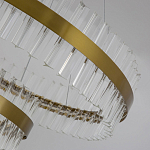 Люстра подвесная двухъярусная с золотистымыми кольцами и прозрачными стеклянными элементами Ring Horizontal варинант исполнения - 4 | Loft Concept в Костроме