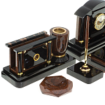 Настольный письменный набор с часами из природного камня обсидиана Peace Contract варинант исполнения - 3 | Loft Concept в Костроме