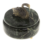 Шкатулка из натурального камня змеевик с фигуркой лебедя Stone Casket варинант исполнения - 2 | Loft Concept в Костроме