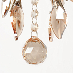 Люстра подвесная круглая с тканевым полупрозрачным абажуром и подвесками 4 лампы Gilded Elegance варинант исполнения - 6 | Loft Concept в Костроме