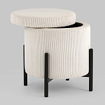 Молочный пуф на черных ножках SANJAY варинант исполнения - 2 | Loft Concept в Костроме