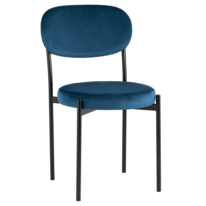 Стул с круглым сиденьем на металлическом основании ALFIE CHAIR Blue Синий Черный Стул с круглым сиденьем на металлическом основании ALFIE CHAIR Blue Синий Черный в Костроме | Loft Concept