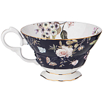 Чайный набор из фарфора темно-синий с рисунком цветов на 6 персон 12 предметов 280 мл Garden Whisper Porcelain Set  варинант исполнения - 3 | Loft Concept в Костроме