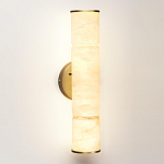 Бра с цилиндрическим плафоном из белого алебастра на круглом основании Латунь Cryptocrystalline Stone варинант исполнения - 1 | Loft Concept в Костроме