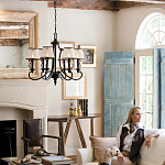 Люстра бронзового цвета с бежевыми абажурами из органзы в классическом стиле Hinkley варинант исполнения - 9 | Loft Concept в Костроме