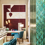 Обои ручная роспись в стиле Арт-деко Assemblage Original colourway on red silk dupion варинант исполнения - 3 | Loft Concept в Костроме