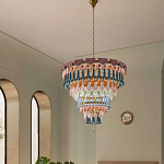 Люстра круглая с декором из разноцветных элементов в виде листьев Changing Seasons варинант исполнения - 6 | Loft Concept в Костроме