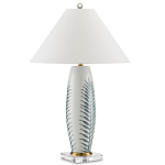 Настольная лампа овальная с тропическим принтом Stylized Aalm Leaves Motif варинант исполнения - 5 | Loft Concept в Костроме