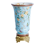 Ваза из голубого фарфора с бронзовыми элементами Blue Garden варинант исполнения - 1 | Loft Concept в Костроме