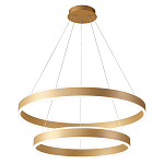 Люстра подвесная светодиодная с двумя золотистыми кольцами Диаметр 80 см Ring Horizontal варинант исполнения - 1 | Loft Concept в Костроме