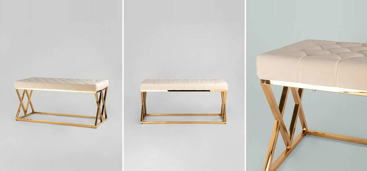 Банкетка бежевый велюр Rhombus Serene Phoenix - Loft-Concept в Костроме