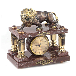 Часы настольные из креноида и бронзы с декором в виде льва Lion Stone Clock варинант исполнения - 2 | Loft Concept в Костроме
