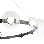 Люстра подвесная круглая с 12-ю прозрачными куполообразными плафонами и черным металлическим основанием Flos Wireline Lighting варинант исполнения - 5 | Loft Concept в Костроме