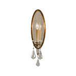 Бра с овальным зеркальным основанием с лампой в виде свечи и хрустальными подвесками Feiss варинант исполнения - 1 | Loft Concept в Костроме