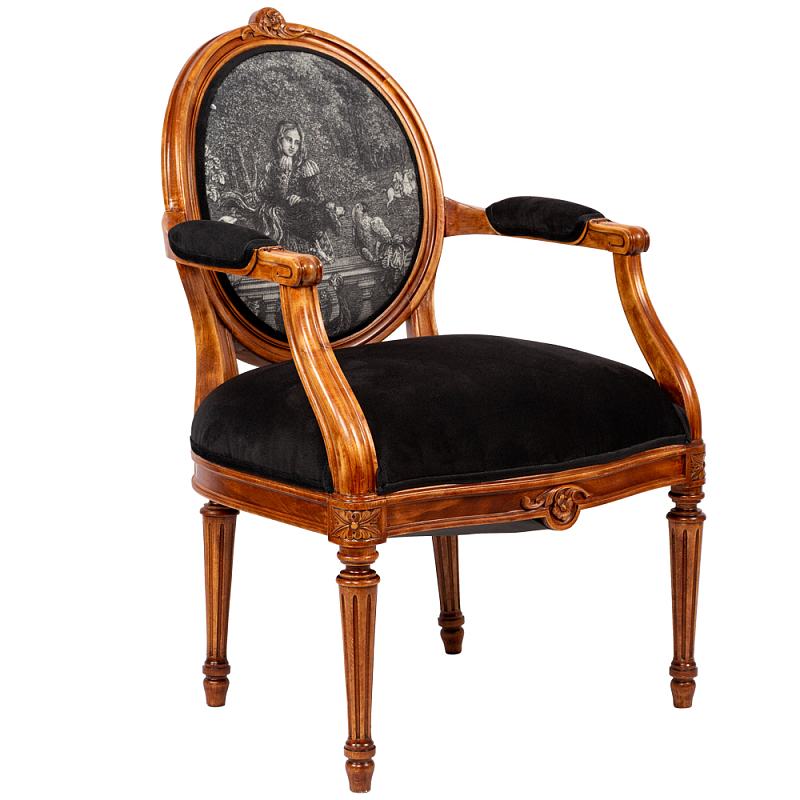 Кресло Marimon Armchair Left Черно-белый Коричневый в Костроме | Loft Concept 