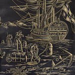 Обои ручная роспись Views of Italy Gold Outline варинант исполнения - 2 | Loft Concept в Костроме