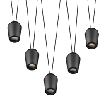 Подвесной светильник черными плафонами на длинных пересекающихся тросах Construction варинант исполнения - 3 | Loft Concept в Костроме