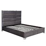 Кровать двуспальная серая с высоким мягким изголовьем Heart of the Bedroom варинант исполнения - 1 | Loft Concept в Костроме