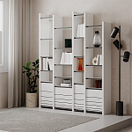 Стеллаж прямой ассиметричный с полками и 4-мя дверцами ARYA BOOKCASE WHITE варинант исполнения - 5 | Loft Concept в Костроме
