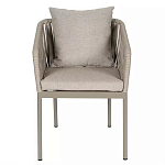 Стул серо-бежевый с декоративным плетением на спинке и подлокотниках Chair Weave варинант исполнения - 1 | Loft Concept в Костроме