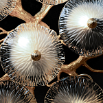 Потолочная люстра круглая ветвистыми бронзовыми элементами и стеклянными рифлеными дисками Textured Glass Chandelier варинант исполнения - 6 | Loft Concept в Костроме