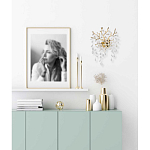 Бра золотого цвета с декоративными ветвями и прозрачными подвесками в форме листьев Droplet Chandelier варинант исполнения - 7 | Loft Concept в Костроме