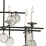 Люстра линейная черная с круглыми прозрачными подвесками  Horizontal Rectangular Chandelier варинант исполнения - 1 | Loft Concept в Костроме