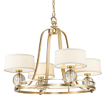 Люстра цвета латунь с 4-мя тканевыми абажурами и стеклянными шарами Quoizel варинант исполнения - 1 | Loft Concept в Костроме