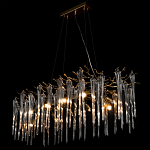 Люстра подвесная прямоугольная с бронзовыми акцентами и прозрачными стеклянными каплями Droplet Chandelier варинант исполнения - 4 | Loft Concept в Костроме