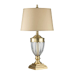 Настольная лампа со тканевым абажуром и прозрачным ребристым стеклянным основанием Quoizel варинант исполнения - 5 | Loft Concept в Костроме